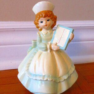 Vintage Schmid Hand Painted Nurse Music Box 1980s